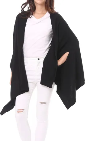 BRUCERIVER Women's Wool Blended Versatile Multi Style Long Knit Poncho Shawls