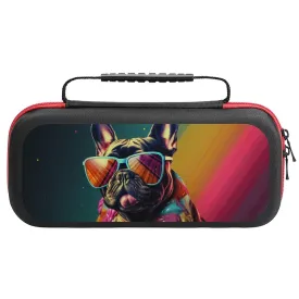 Buewutiry Compatible with Nintendo Switch Case - Retro Bulldog Sunglasses Carrying Case Compatible with Switch Lite&Oled Travel Case Protector with Pockets for Accessories And Games Case