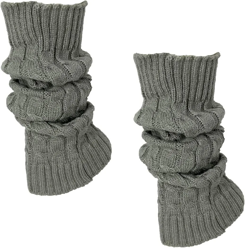 Cable Knit Ribbed Leg Warmers Boot Toppers, Slouchy Boot Socks, Ribbed Winter Boot Cuffs
