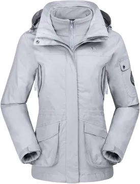 CAMEL CROWN Womens Waterproof Ski Jacket 3-in-1 Windbreaker Winter Coat Fleece Inner for Rain Snow Outdoor Hiking