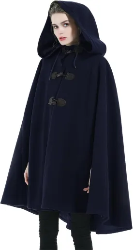 Cape Coat Women Hooded Poncho Cloak Vintage Plus Size Outwear Winter