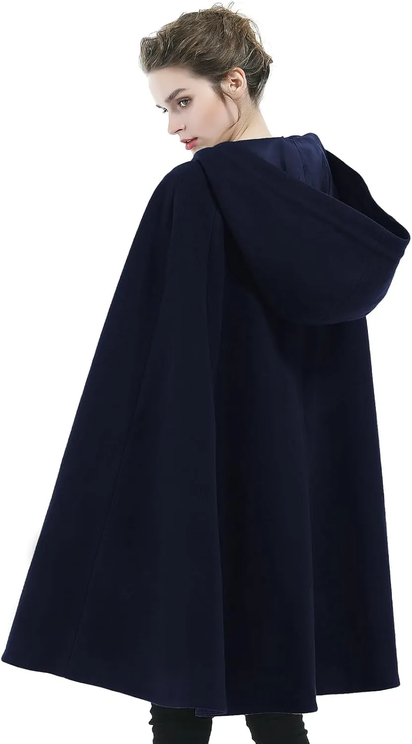 Cape Coat Women Hooded Poncho Cloak Vintage Plus Size Outwear Winter