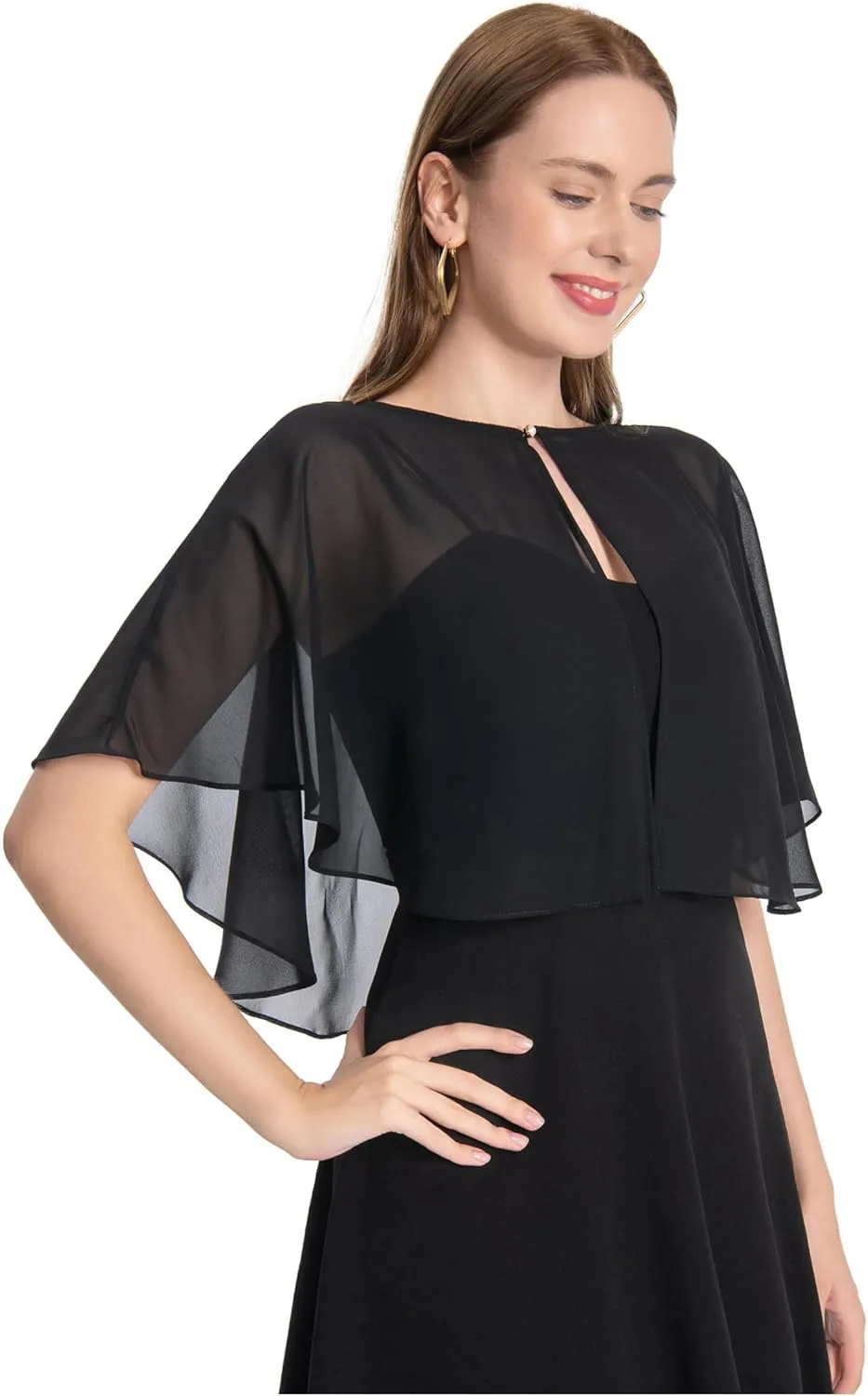Capelets for Women Soft Chiffon Shawls Wraps Shurg for Evening Wedding Capes Bolero Cover Up