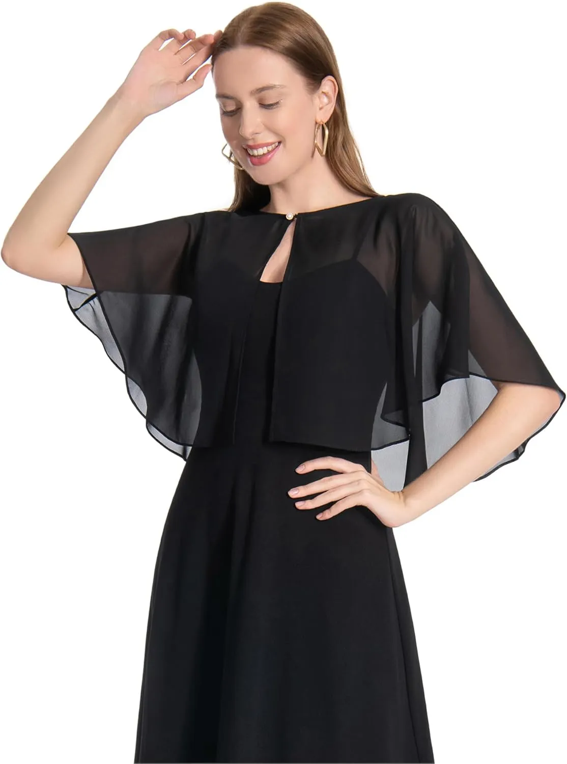 Capelets for Women Soft Chiffon Shawls Wraps Shurg for Evening Wedding Capes Bolero Cover Up