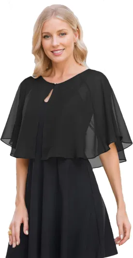 Capelets for Women Soft Chiffon Shawls Wraps Shurg for Evening Wedding Capes Bolero Cover Up