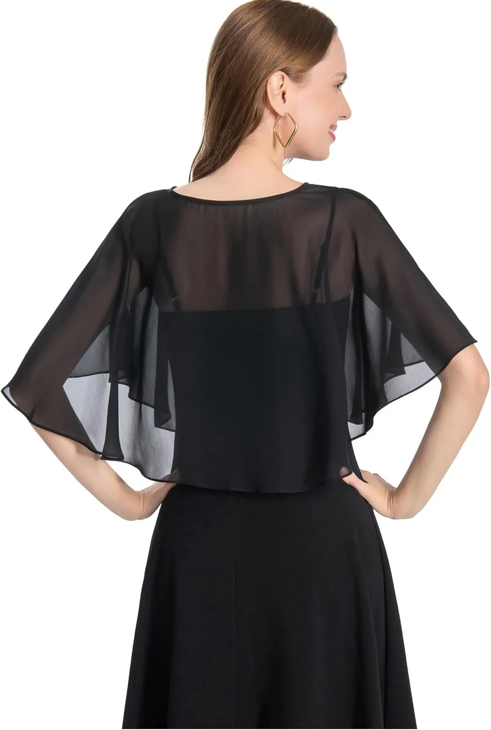 Capelets for Women Soft Chiffon Shawls Wraps Shurg for Evening Wedding Capes Bolero Cover Up