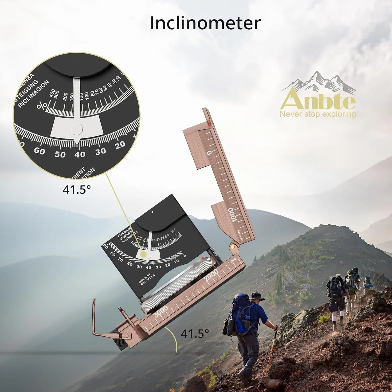 Compass Hiking Survival, IP65 Waterproof Metal Compass with Sighting Clinometer and Carry Bag, Multifunctional, Professional, for Camping Hunting Hiking Navigation