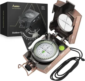 Compass Hiking Survival, IP65 Waterproof Metal Compass with Sighting Clinometer and Carry Bag, Multifunctional, Professional, for Camping Hunting Hiking Navigation