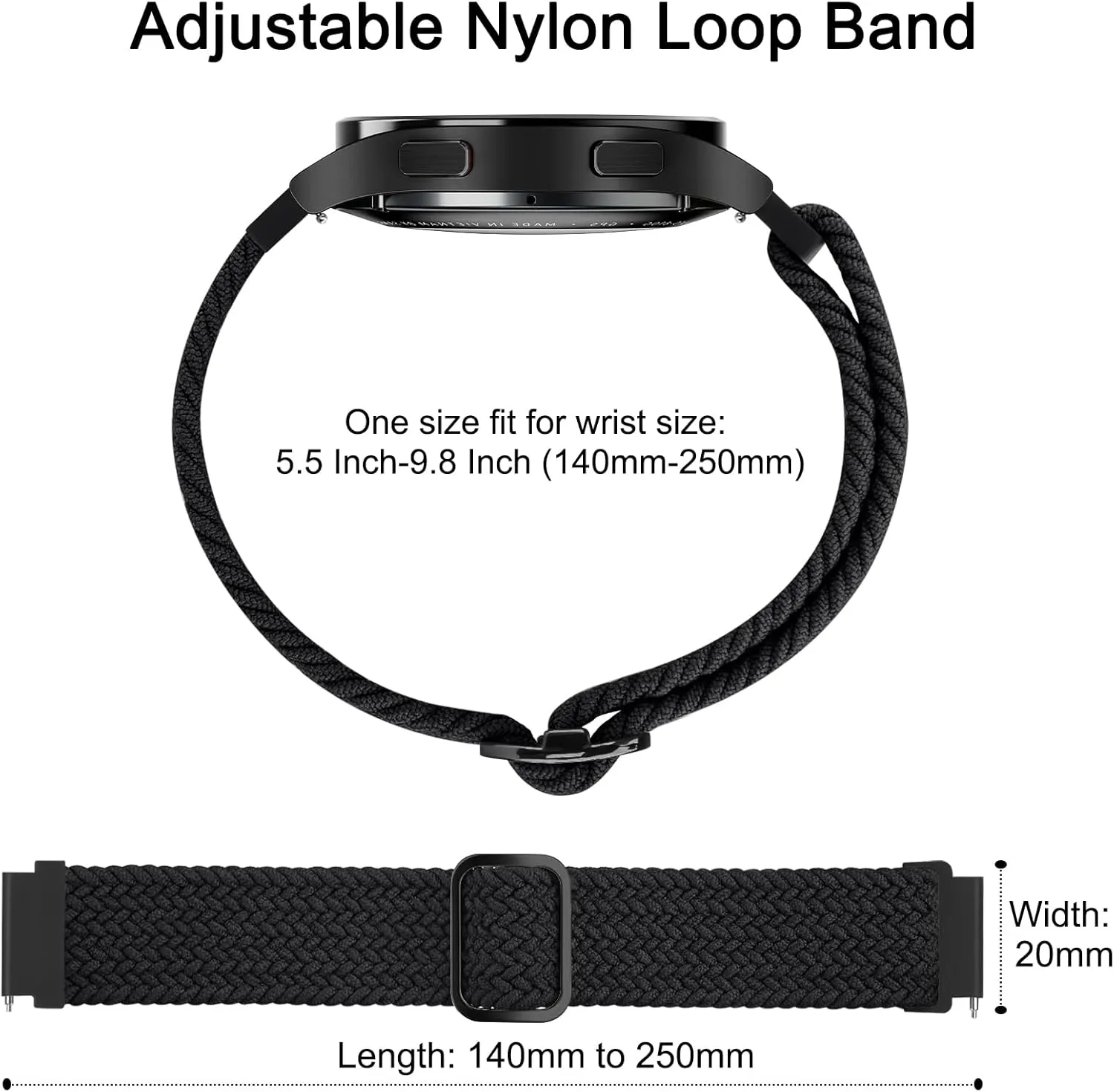 Compatible with 20mm 22mm Watch Bands Quick Release Replacement Wristband, Adjustable Stretchy Braided Bands Replacement Straps for Women Men