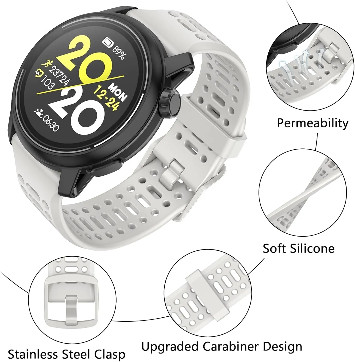 Compatible with COROS Pace 3 Watch Band, 22mm Quick Release Sports Silicone Watch Band Breathable Wristband Strap Women Men Strap for COROS APEX 2 Pro/APEX 46mm/APEX Pro
