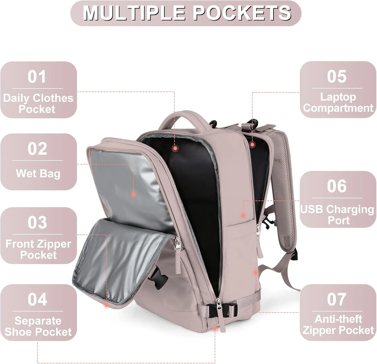 coofay Travel Backpack For Women Men Airline Approved Carry On Backpack Flight Approved Waterproof Sports Backpack Casual Daypack Small Hiking Backpack