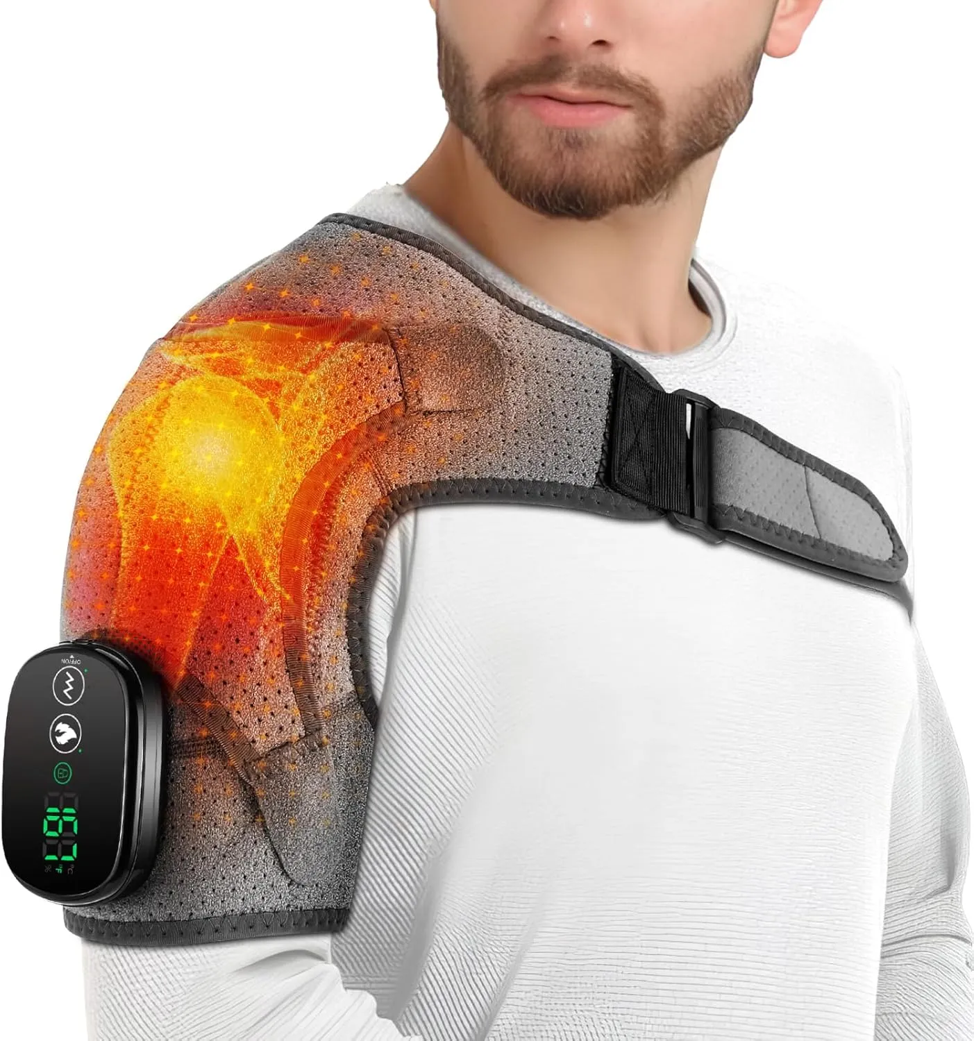 Cordless Shoulder Heating Pad, Portable Shoulder Brace Heated Shoulder Wrap, Shoulder Massager for Women Men, Electric Heated Pad for Rotator Cuff Frozen Shoulder