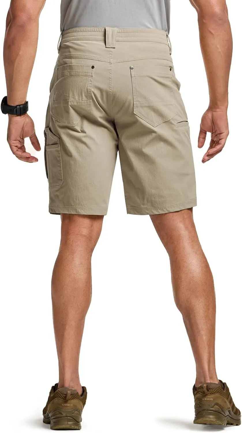 CQR Men's Stretch Utility Shorts, Lightweight Quick Dry Casual Shorts, Hiking Golf Cargo Shorts with Zipper Pockets