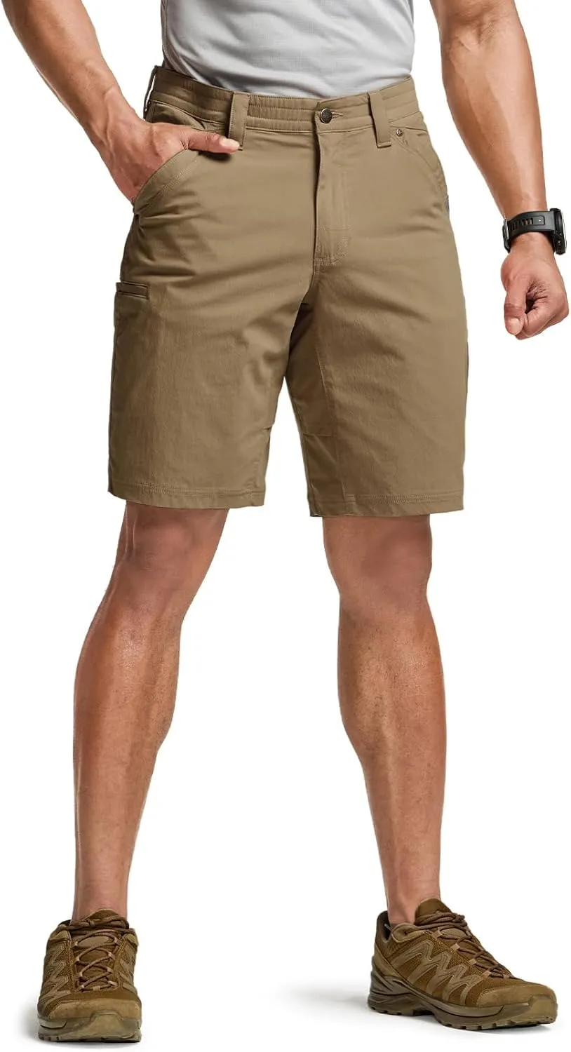 CQR Men's Stretch Utility Shorts, Lightweight Quick Dry Casual Shorts, Hiking Golf Cargo Shorts with Zipper Pockets