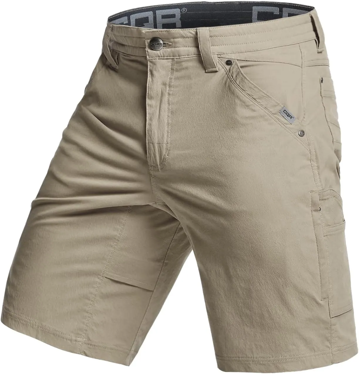 CQR Men's Stretch Utility Shorts, Lightweight Quick Dry Casual Shorts, Hiking Golf Cargo Shorts with Zipper Pockets