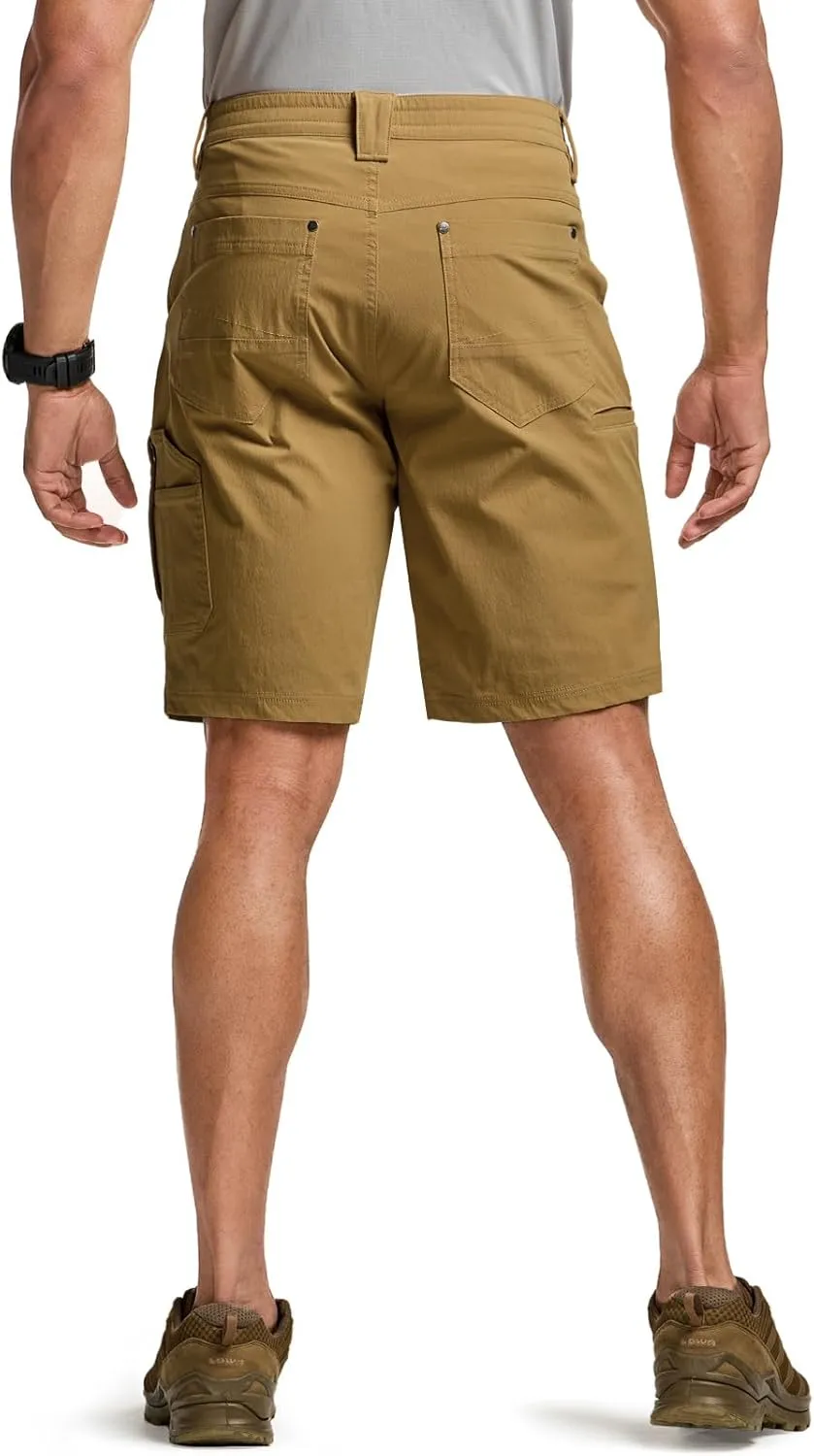 CQR Men's Stretch Utility Shorts, Lightweight Quick Dry Casual Shorts, Hiking Golf Cargo Shorts with Zipper Pockets