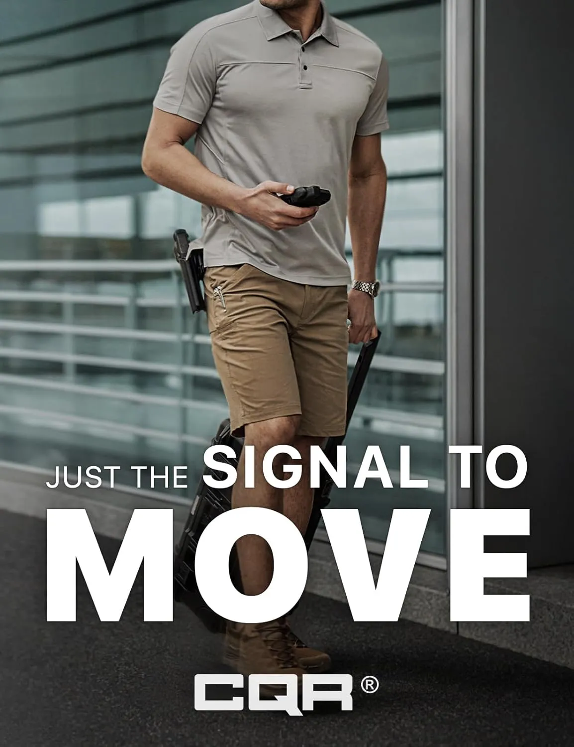 CQR Men's Stretch Utility Shorts, Lightweight Quick Dry Casual Shorts, Hiking Golf Cargo Shorts with Zipper Pockets