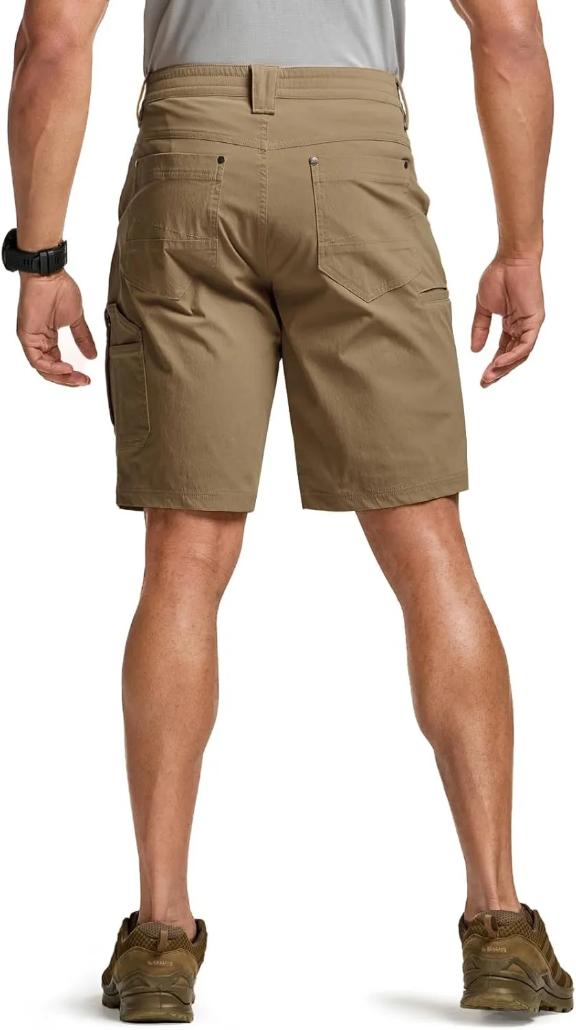 CQR Men's Stretch Utility Shorts, Lightweight Quick Dry Casual Shorts, Hiking Golf Cargo Shorts with Zipper Pockets