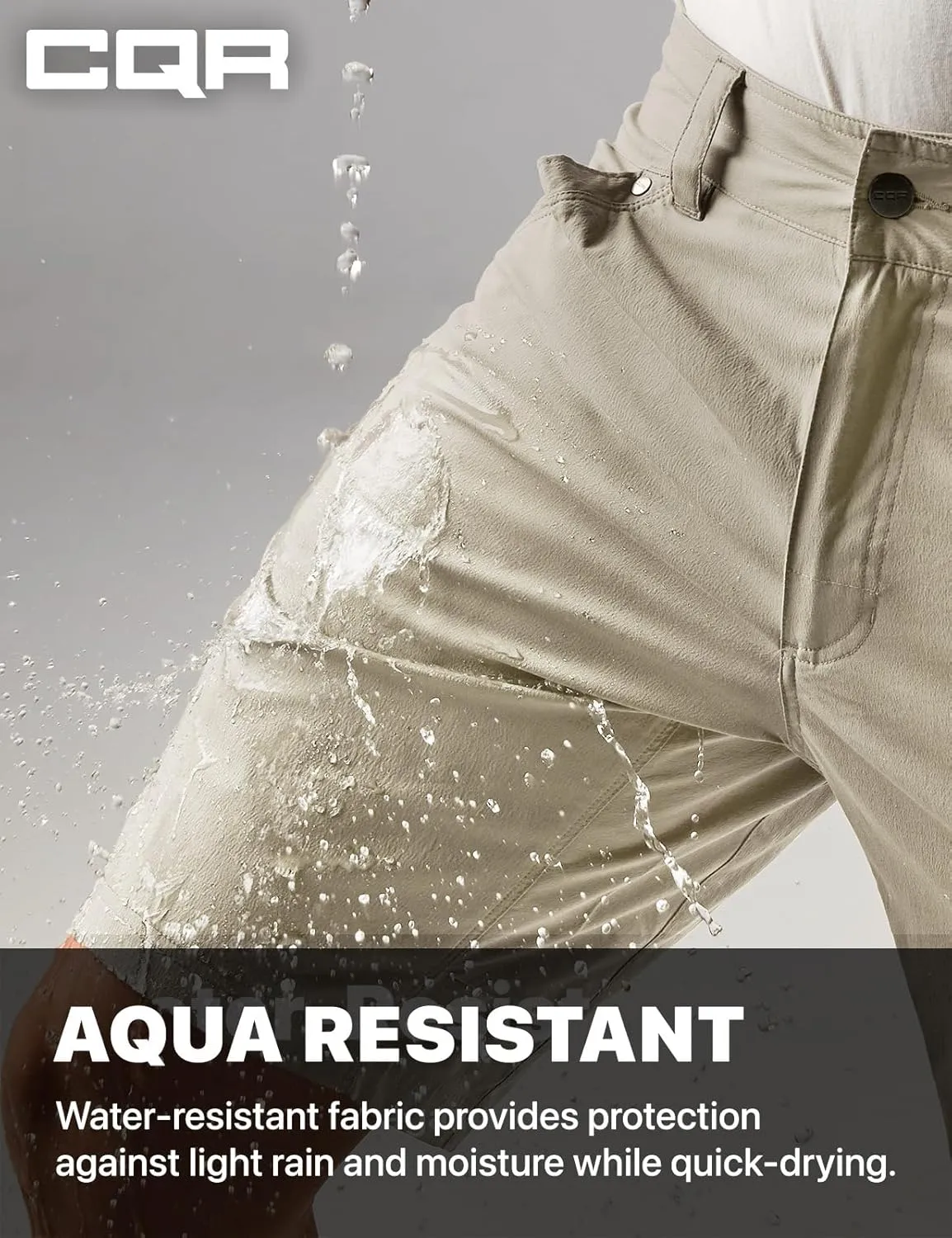 CQR Men's Stretch Utility Shorts, Lightweight Quick Dry Casual Shorts, Hiking Golf Cargo Shorts with Zipper Pockets