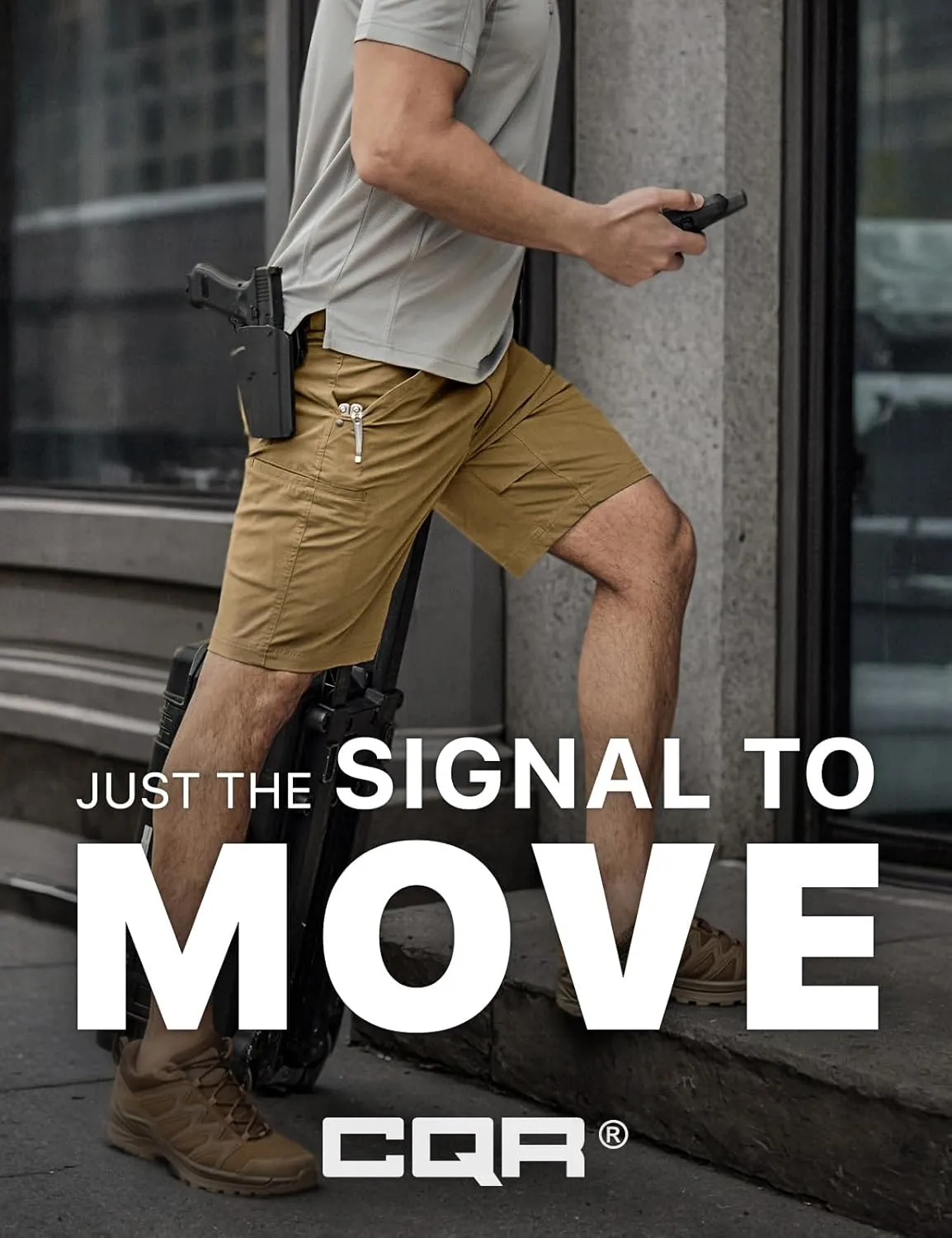 CQR Men's Stretch Utility Shorts, Lightweight Quick Dry Casual Shorts, Hiking Golf Cargo Shorts with Zipper Pockets