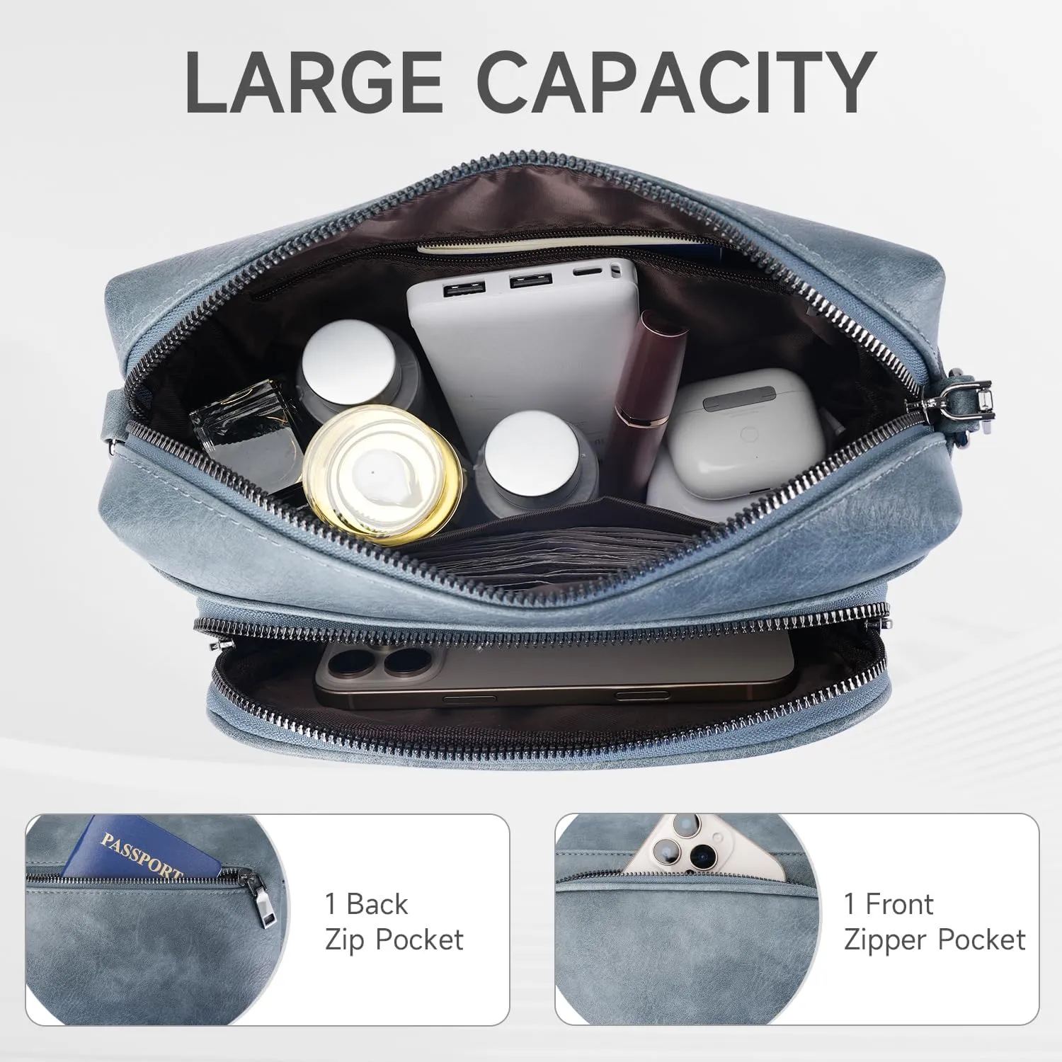Crossbody Bags for Women Lightweight Vegan Leather Crossbody Shoulder Bag Phone Purse with Adjustable Guitar Strap