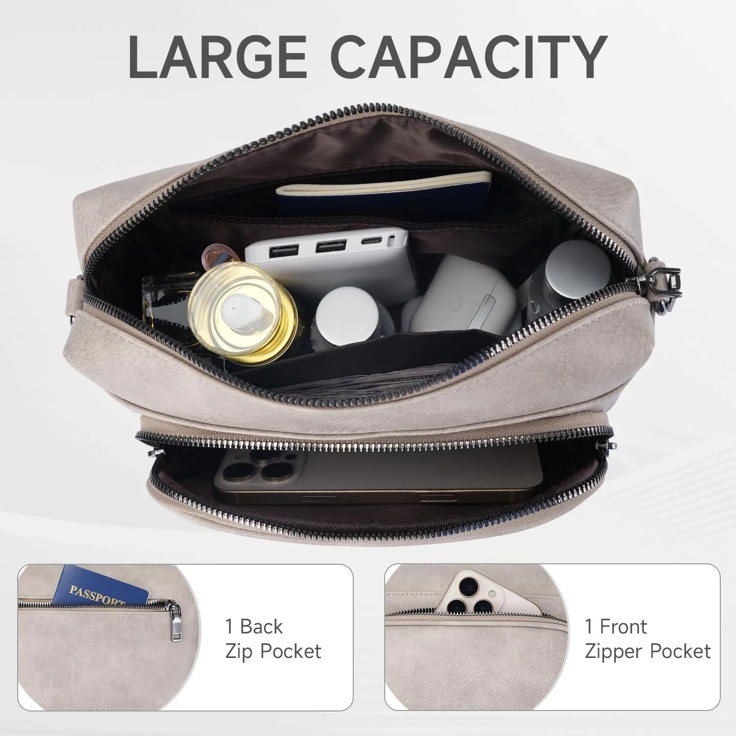 Crossbody Bags for Women Lightweight Vegan Leather Crossbody Shoulder Bag Phone Purse with Adjustable Guitar Strap