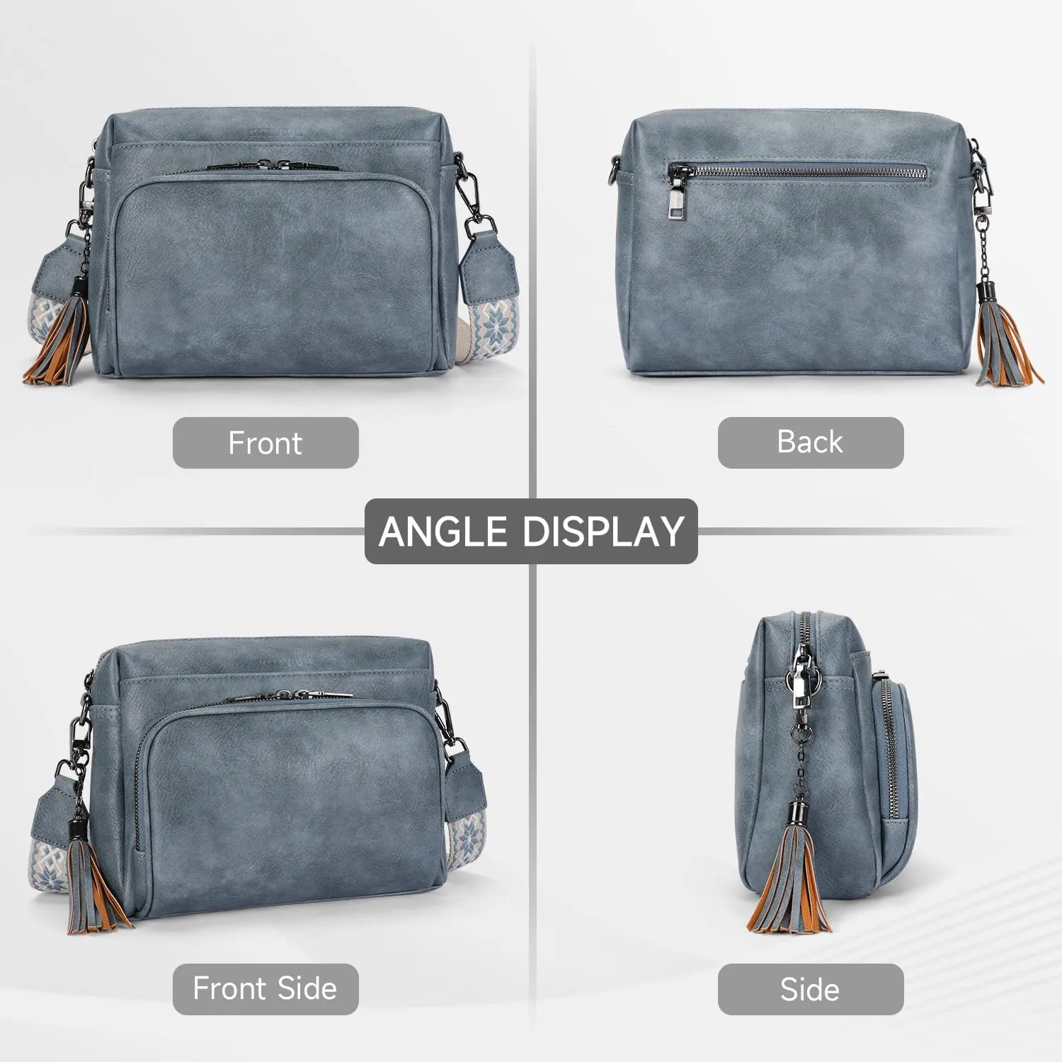 Crossbody Bags for Women Lightweight Vegan Leather Crossbody Shoulder Bag Phone Purse with Adjustable Guitar Strap