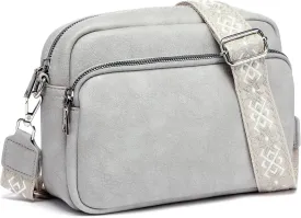 Crossbody Bags for Women, Small Cross Body Purse Vegan Leather Triple Zip Shoulder Handbag with Adjustable Wide Strap