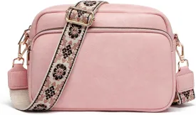 Crossbody Bags for Women, Small Cross Body Purse Vegan Leather Triple Zip Shoulder Handbag with Adjustable Wide Strap