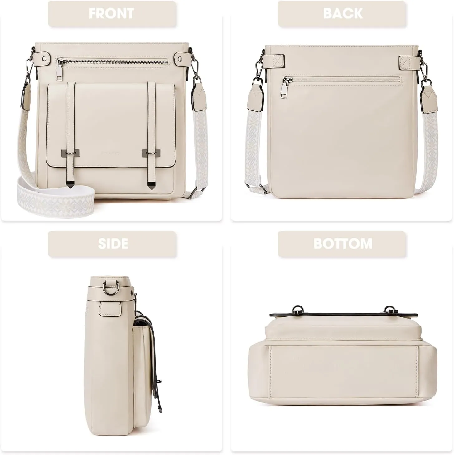 Crossbody Bags for Women,Multi Pocket Crossbody Purses Vegan Leather Shoulder Handbags Travel Purse Adjustable Strap