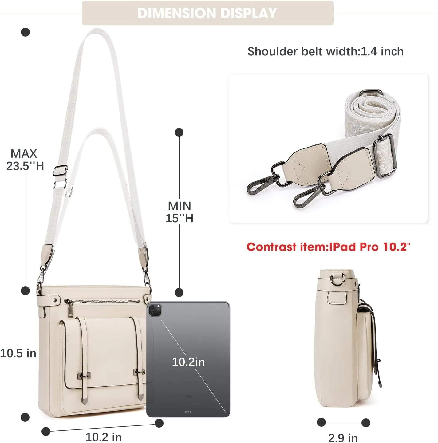 Crossbody Bags for Women,Multi Pocket Crossbody Purses Vegan Leather Shoulder Handbags Travel Purse Adjustable Strap