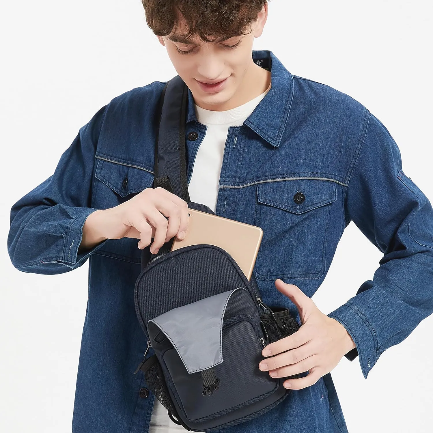 Crossbody Sling Bag for Men with Adjustable Shoulder Strap Shoulder Backpack Chest Bag Travel Hiking Daypacks