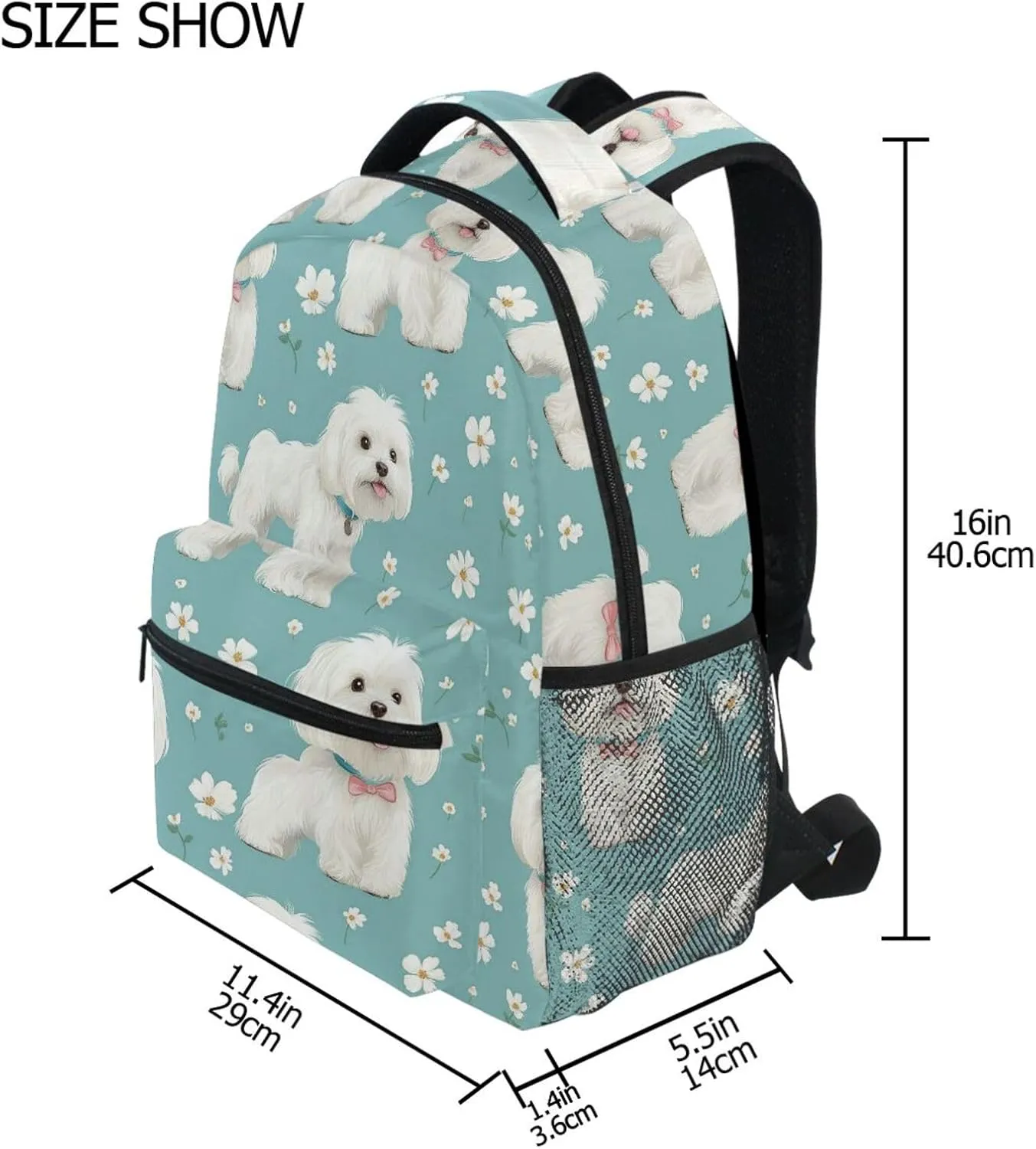 Cute Backpack for Teens Boys Girls Fashion Sports Backpack with Chest Strap Gift Men & Women Cartoon Sweet Dog Turquoise