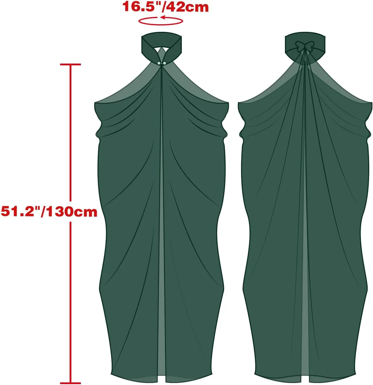 DAZCOS Chiffon Shawls Cape for Women Tulle Cloak for Evening Glamour Dresses Wedding Collared Halter Capelet