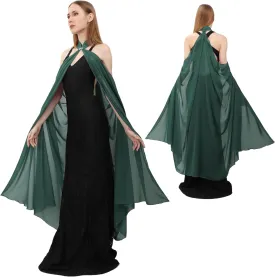 DAZCOS Chiffon Shawls Cape for Women Tulle Cloak for Evening Glamour Dresses Wedding Collared Halter Capelet
