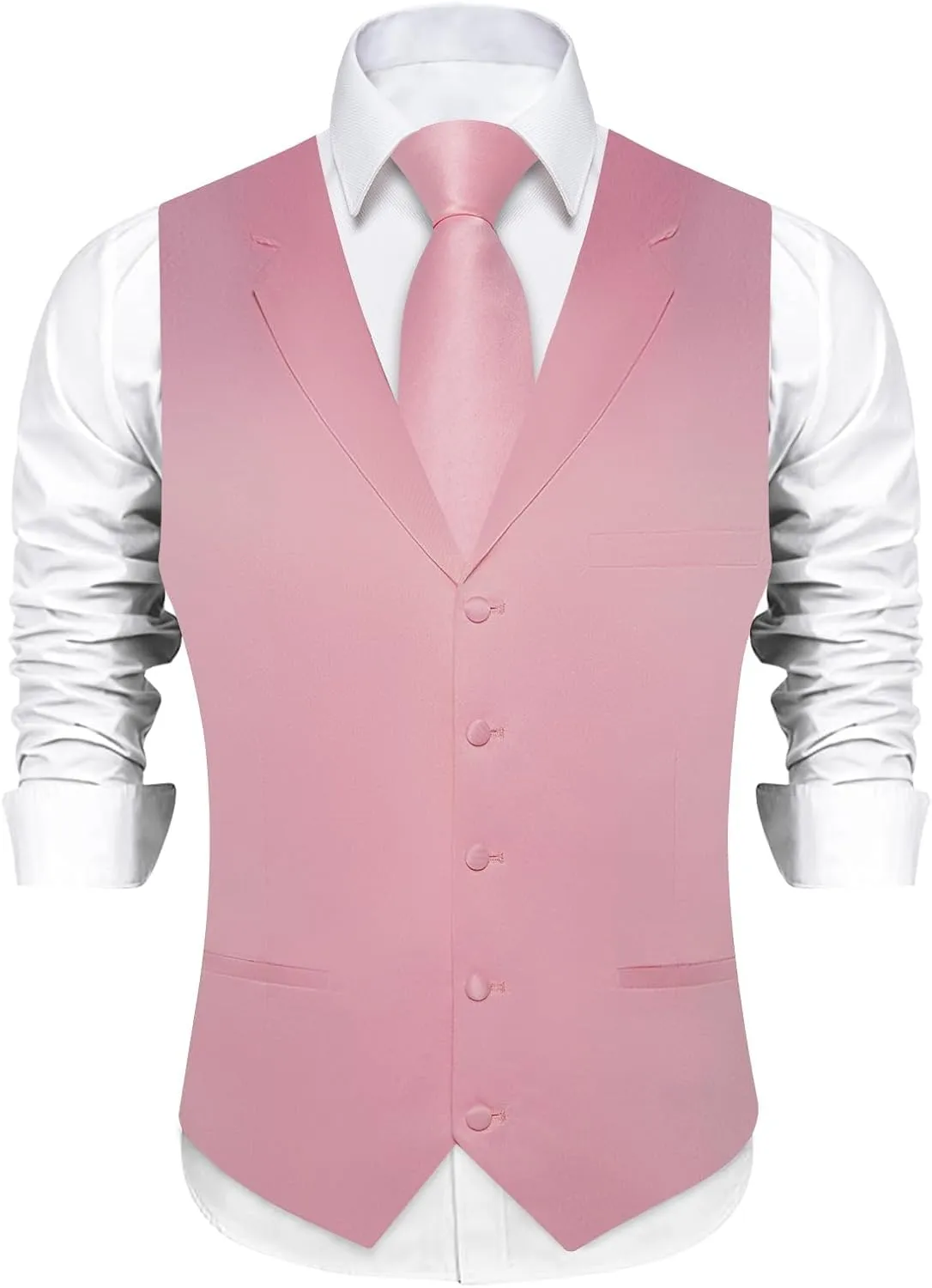 DiBanGu Formal Suit Vest Tie Set for Men Classic Solid Notch Lapel Dress Waistcoat Satin Vest Bowtie for Wedding Party