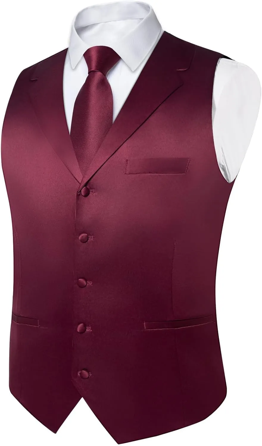 DiBanGu Formal Suit Vest Tie Set for Men Classic Solid Notch Lapel Dress Waistcoat Satin Vest Bowtie for Wedding Party