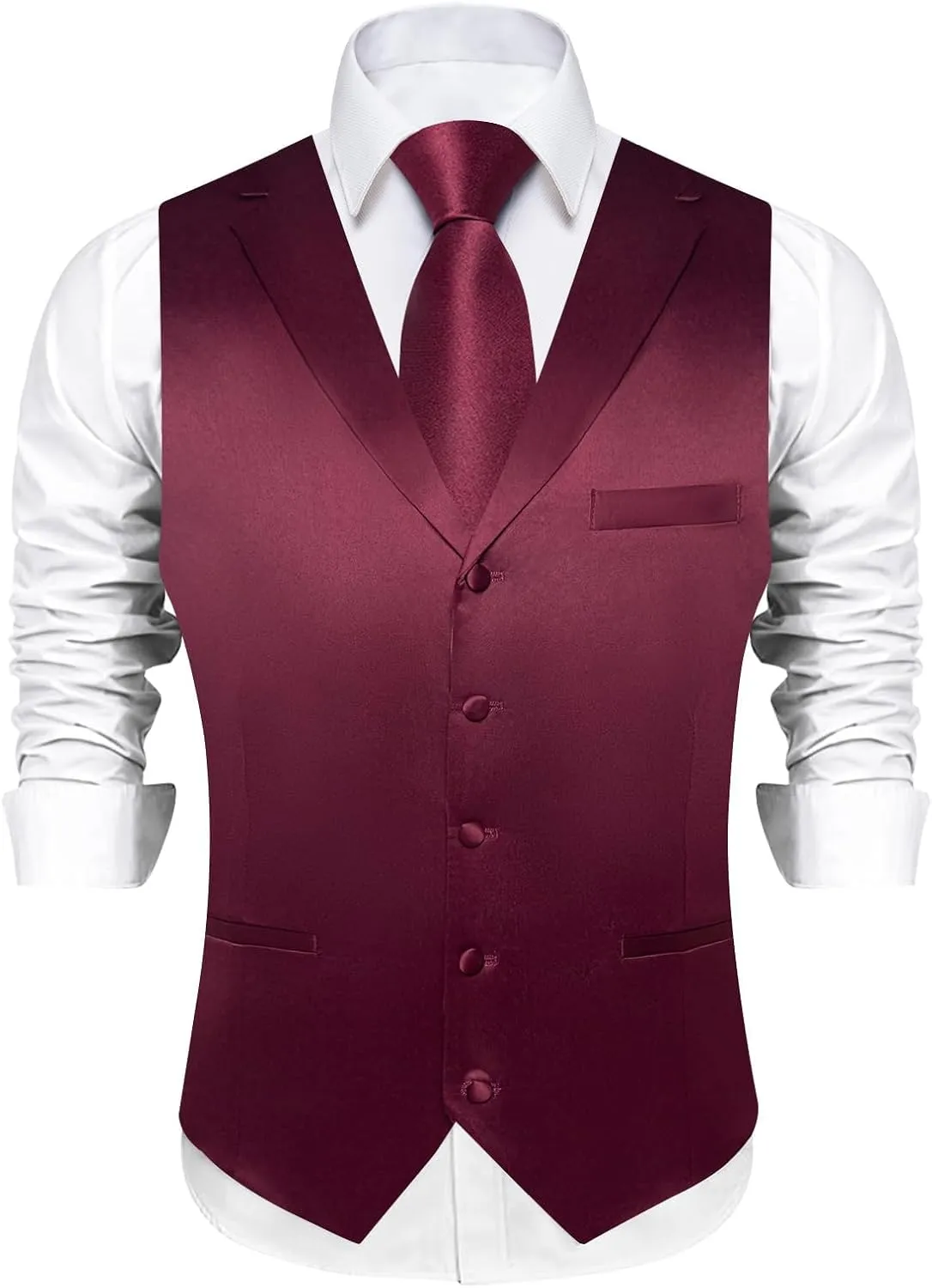 DiBanGu Formal Suit Vest Tie Set for Men Classic Solid Notch Lapel Dress Waistcoat Satin Vest Bowtie for Wedding Party