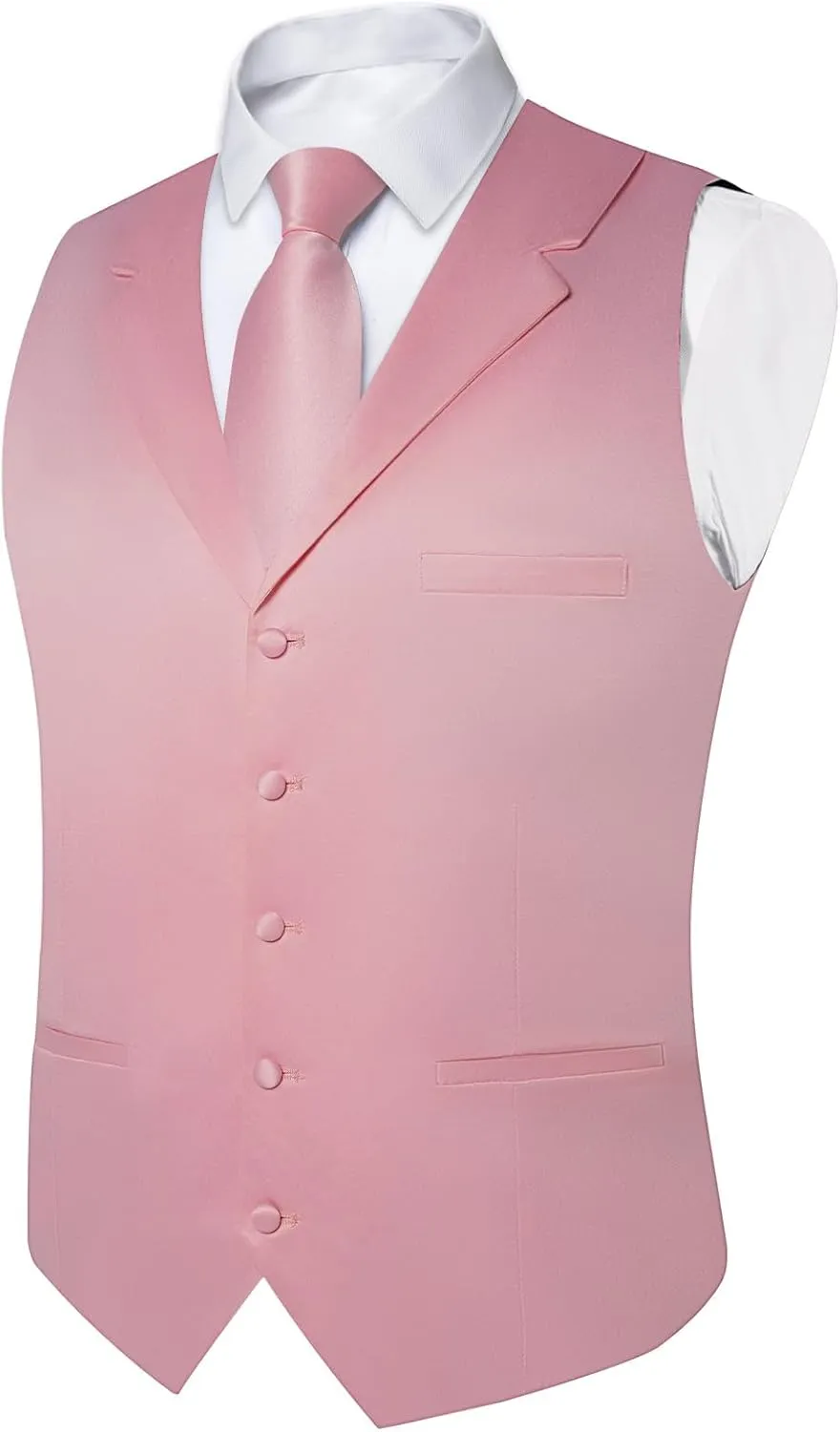 DiBanGu Formal Suit Vest Tie Set for Men Classic Solid Notch Lapel Dress Waistcoat Satin Vest Bowtie for Wedding Party