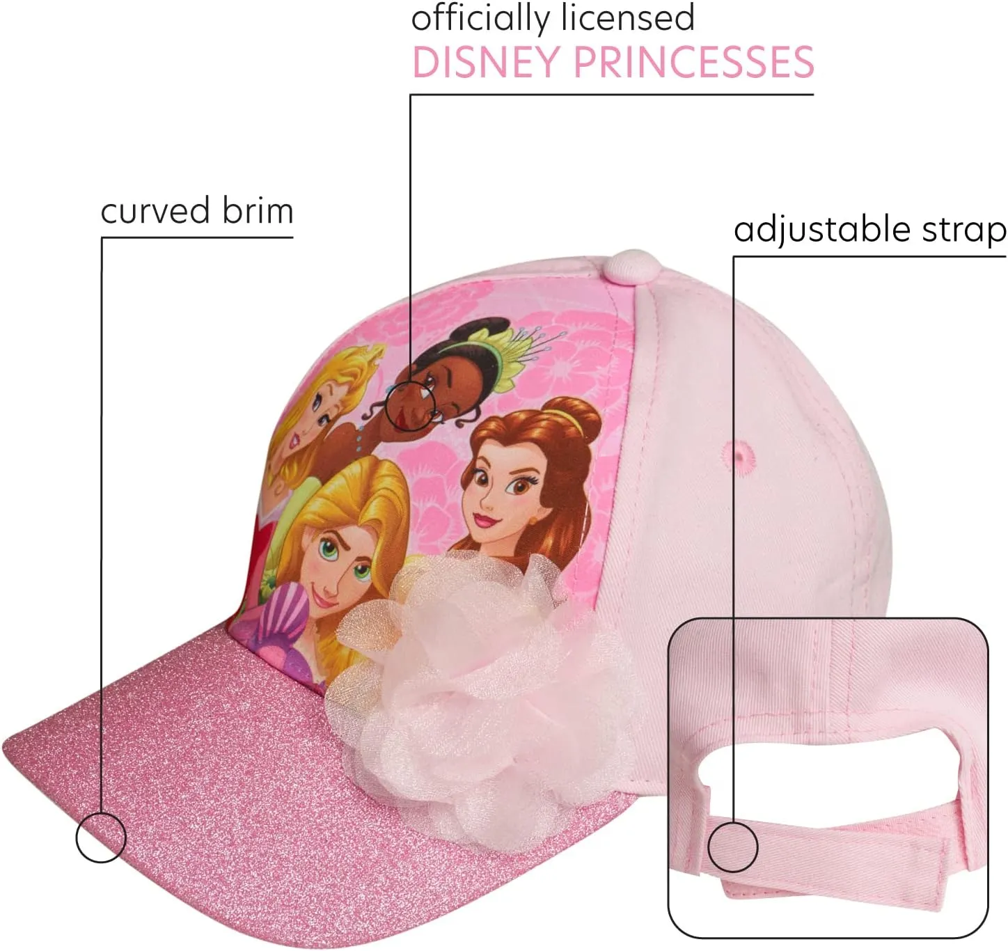 Disney Girls Frozen Baseball Cap  Elsa and Anna Ponytail Hat for Girls  Kids Frozen Hat for Little Girls (Ages 4-7)