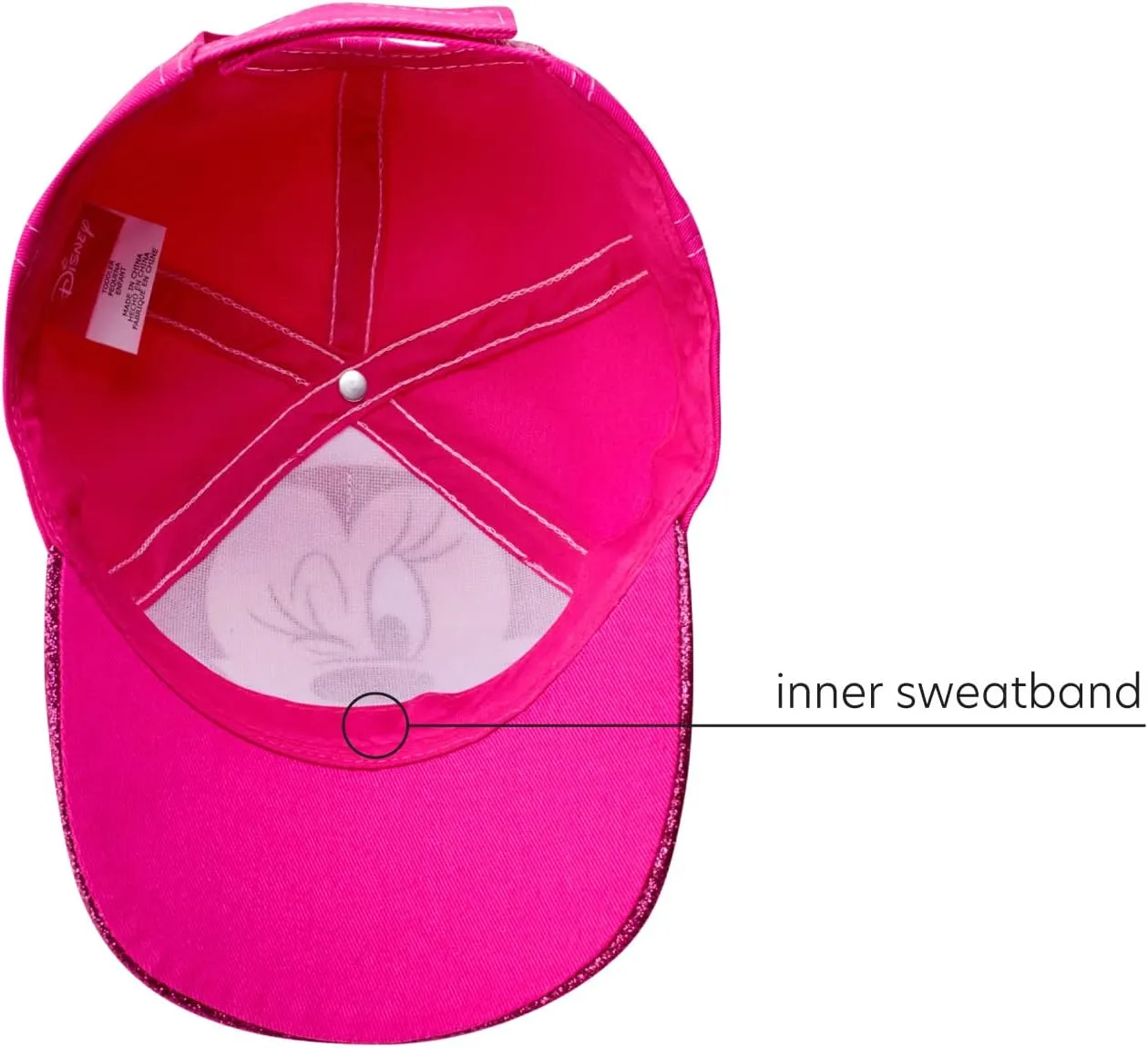 Disney Girls Minnie Mouse Glitter Baseball Cap  Minnie Mouse Costume Hat with 3D Ears (2-7)