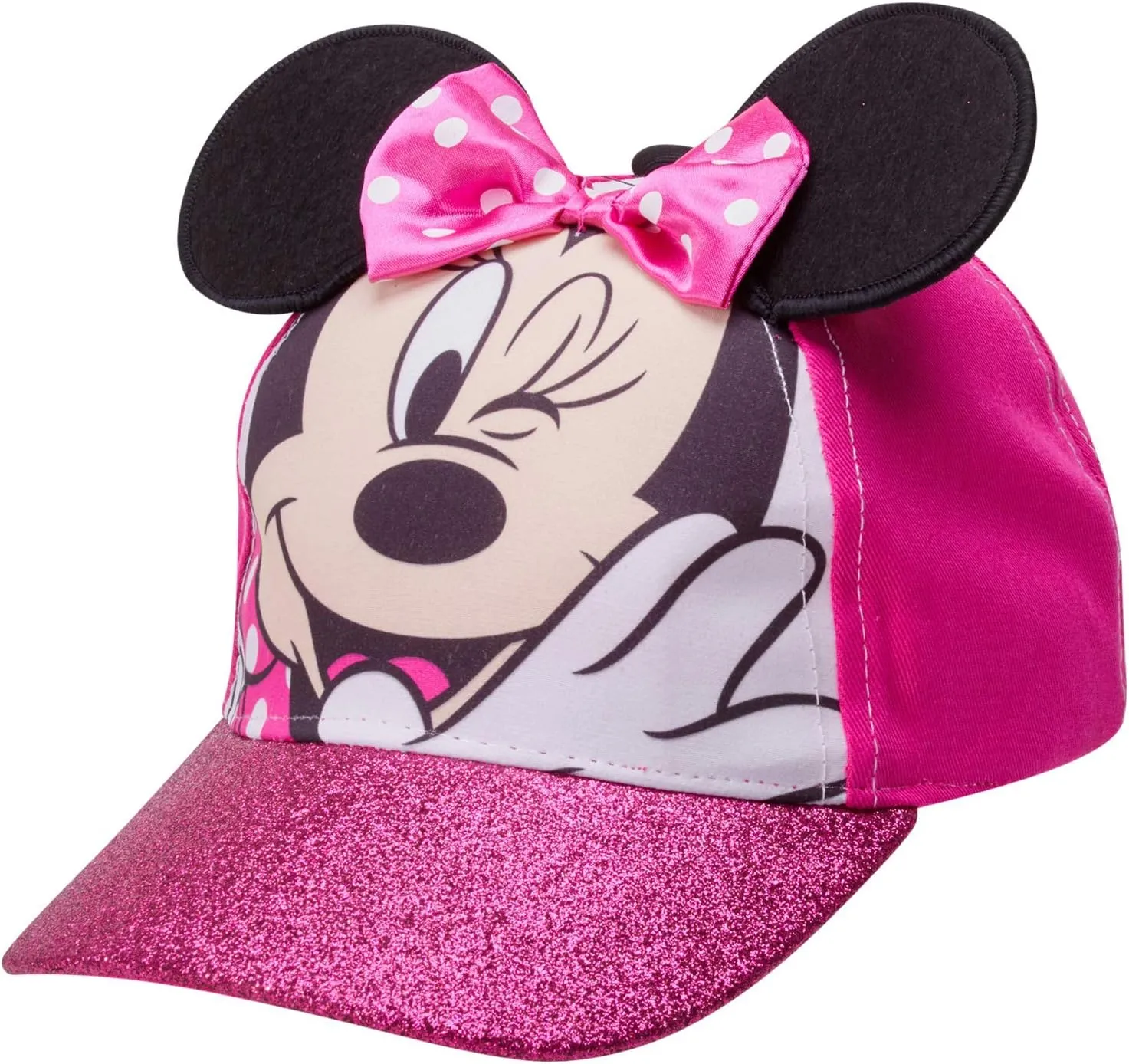 Disney Girls Minnie Mouse Glitter Baseball Cap  Minnie Mouse Costume Hat with 3D Ears (2-7)