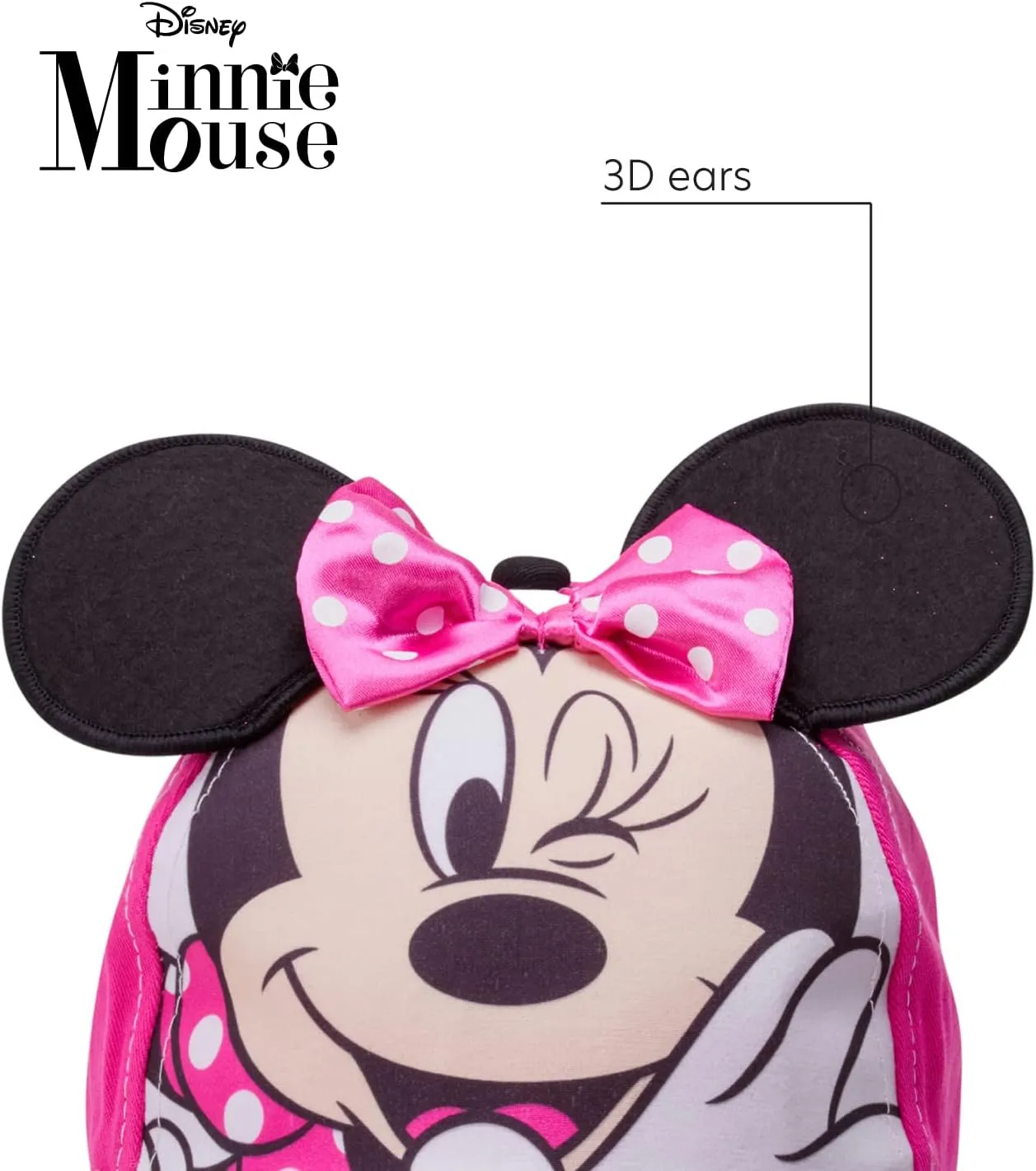 Disney Girls Minnie Mouse Glitter Baseball Cap  Minnie Mouse Costume Hat with 3D Ears (2-7)
