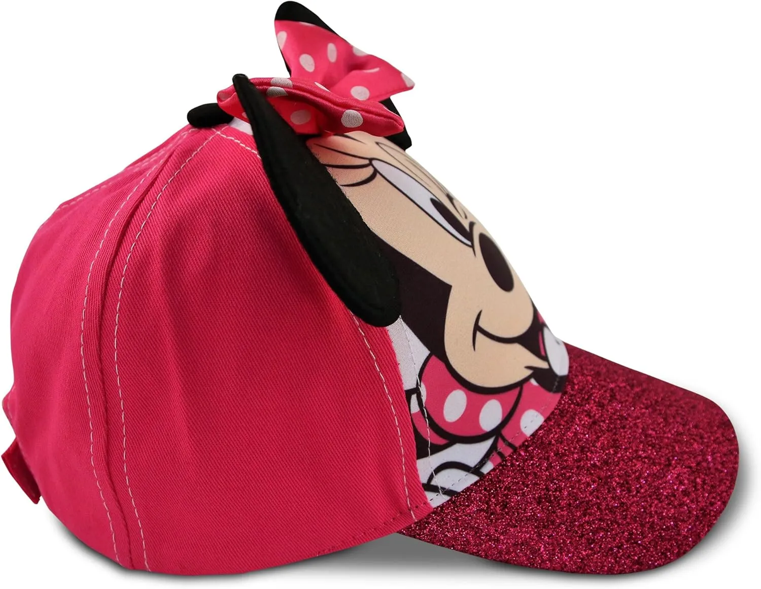 Disney Girls Minnie Mouse Glitter Baseball Cap  Minnie Mouse Costume Hat with 3D Ears (2-7)
