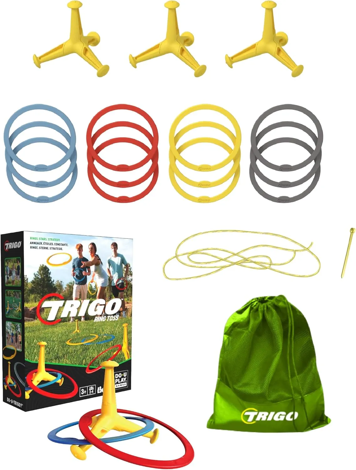 DO U Play Games Trigo Ring Toss Game for Adults, Teens, and Kids - Outdoor Yard Game with Indoor Play Too