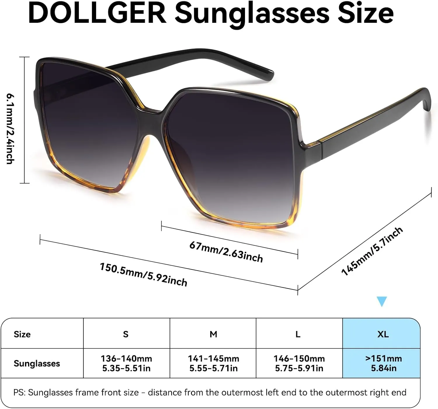 Dollger Oversized Square Sunglasses for Women Big Large Wide Fashion Shades for Men UV Protection Unisex