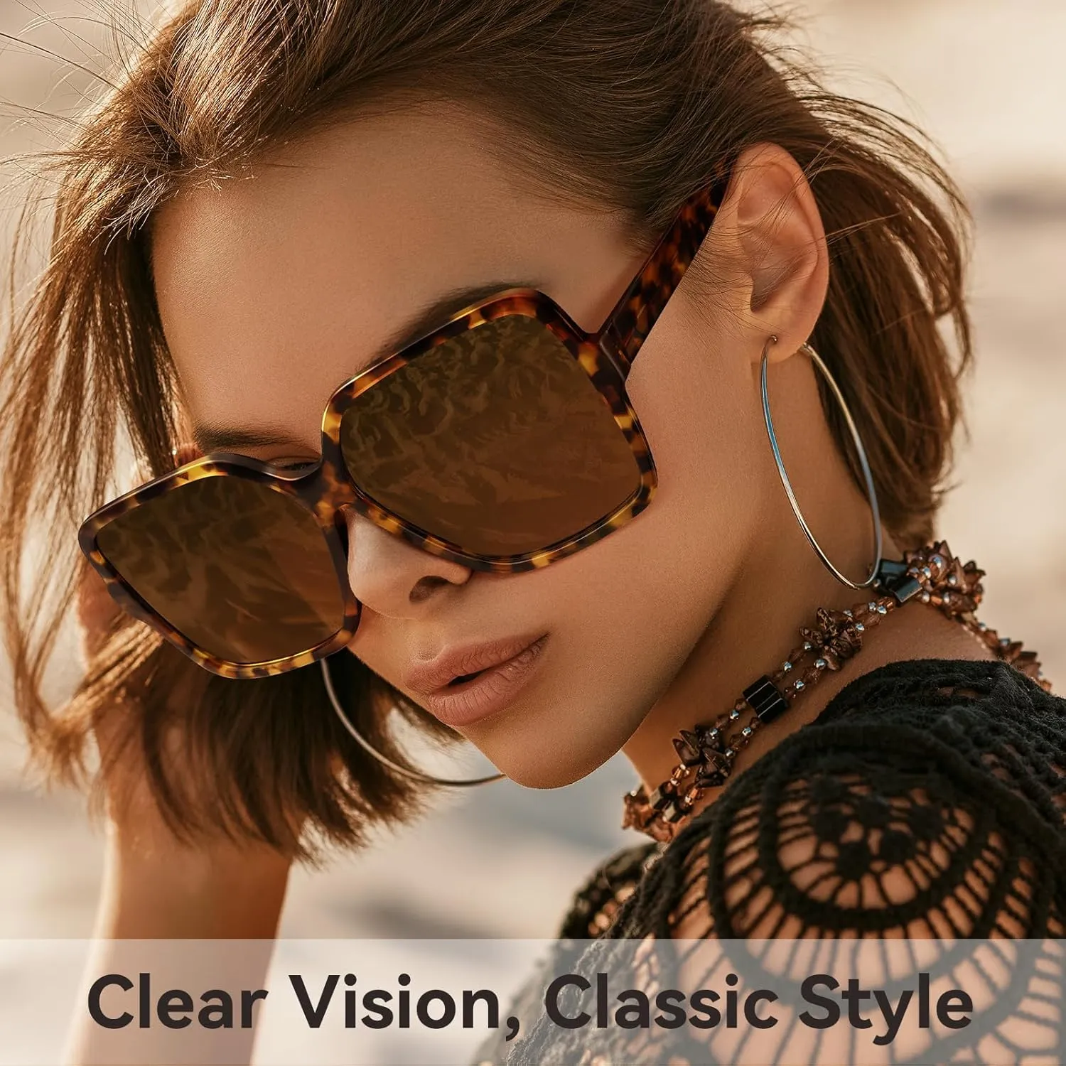 Dollger Oversized Square Sunglasses for Women Big Large Wide Fashion Shades for Men UV Protection Unisex