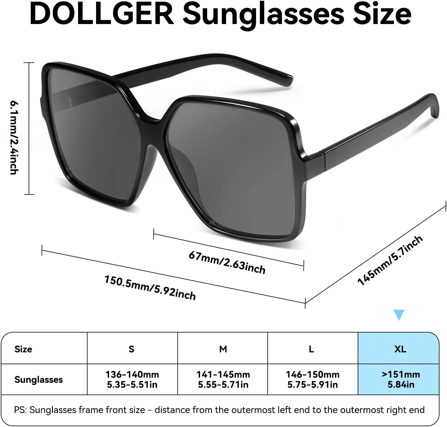 Dollger Oversized Square Sunglasses for Women Big Large Wide Fashion Shades for Men UV Protection Unisex