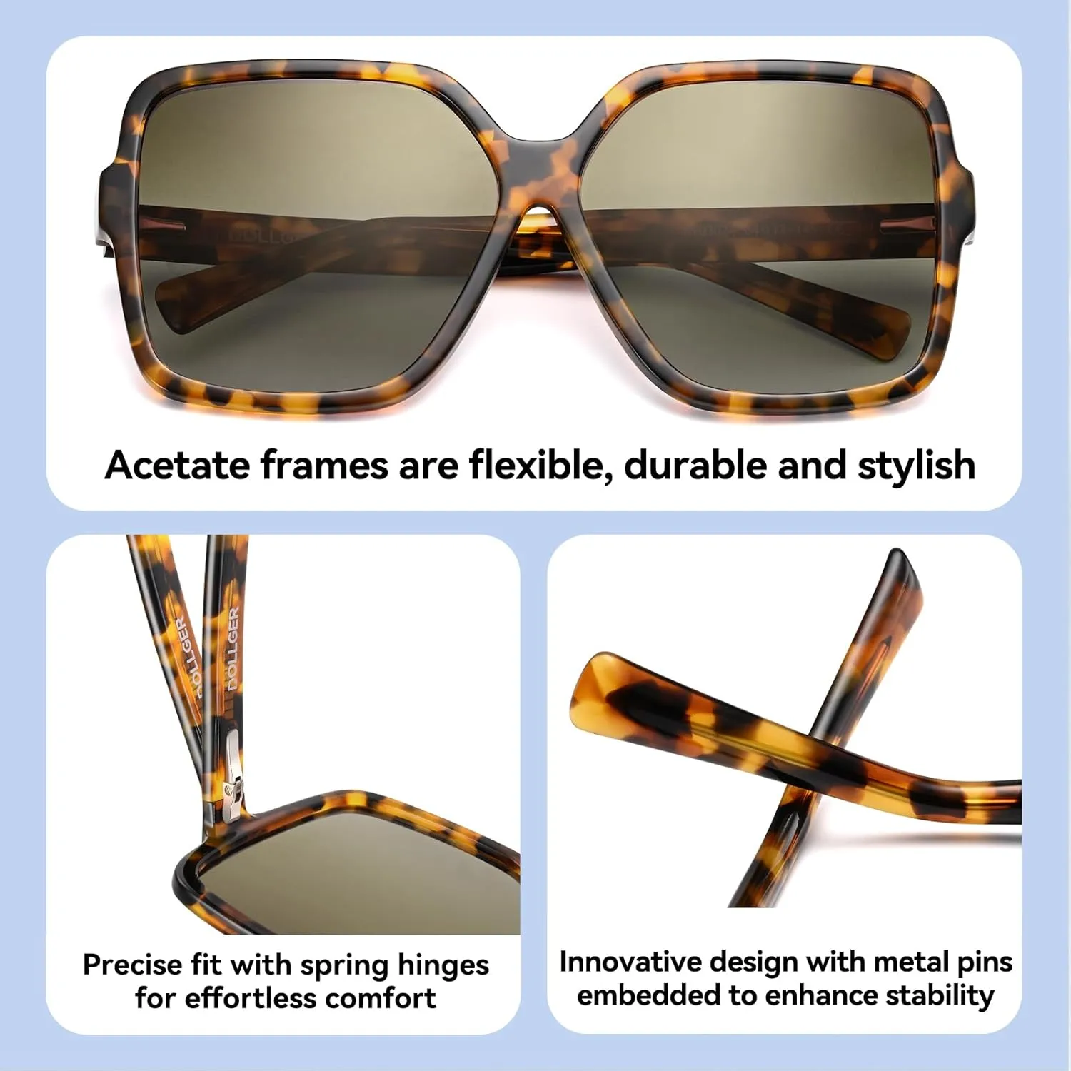 Dollger Oversized Square Sunglasses for Women Big Large Wide Fashion Shades for Men UV Protection Unisex