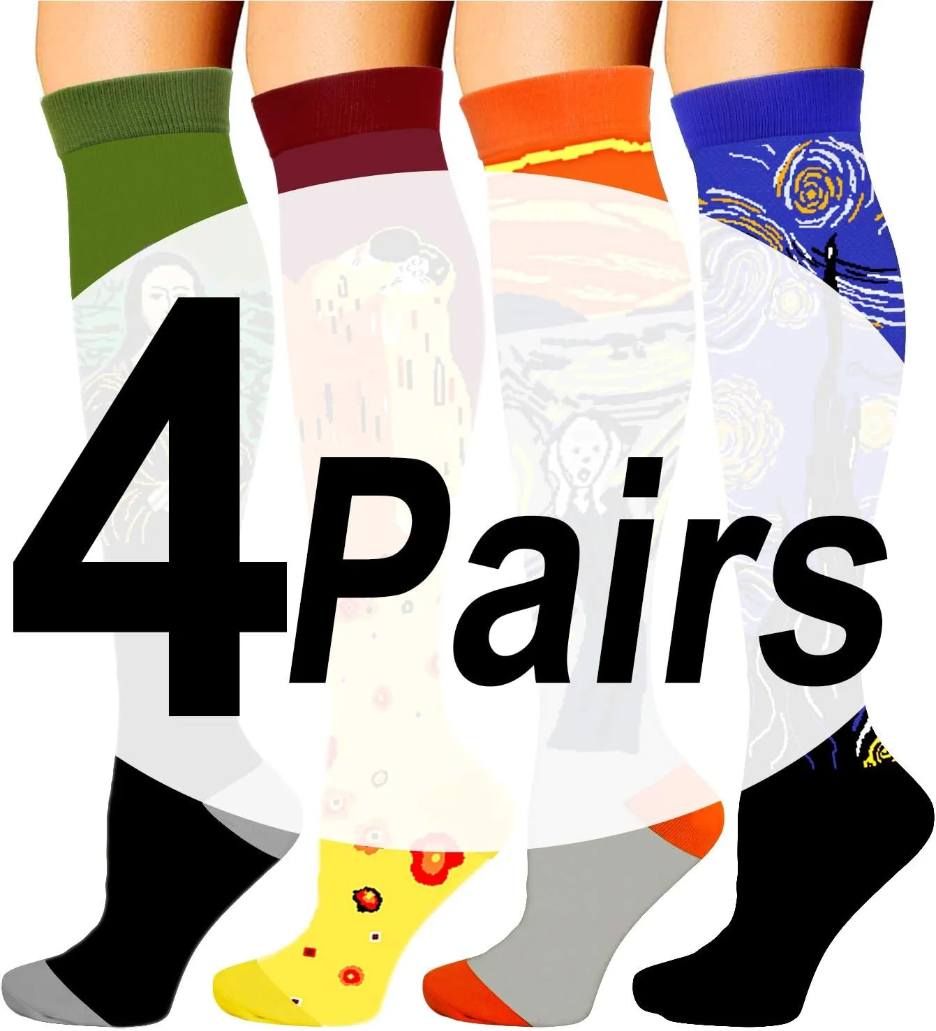 Double Couple 4 Pairs Compression Socks for Men and Women Compression Stockings